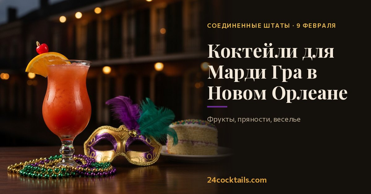 Топ-10 коктейлей для Марди Гра в Новом Орлеане