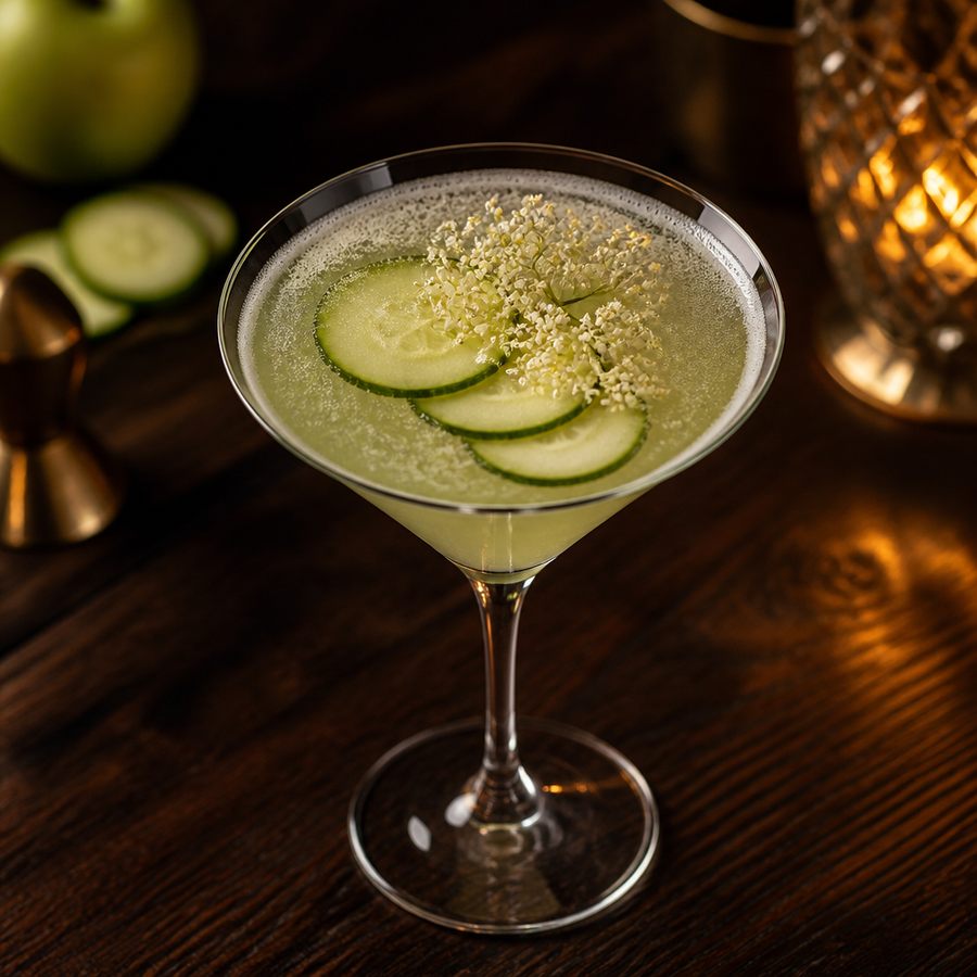 Apple, Cucumber & Elderflower cup สูตรค็อกเทล
