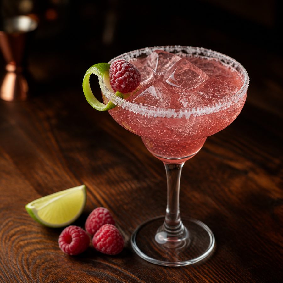 receta del cóctel Bubbling Raspberry Margarita on the Rocks