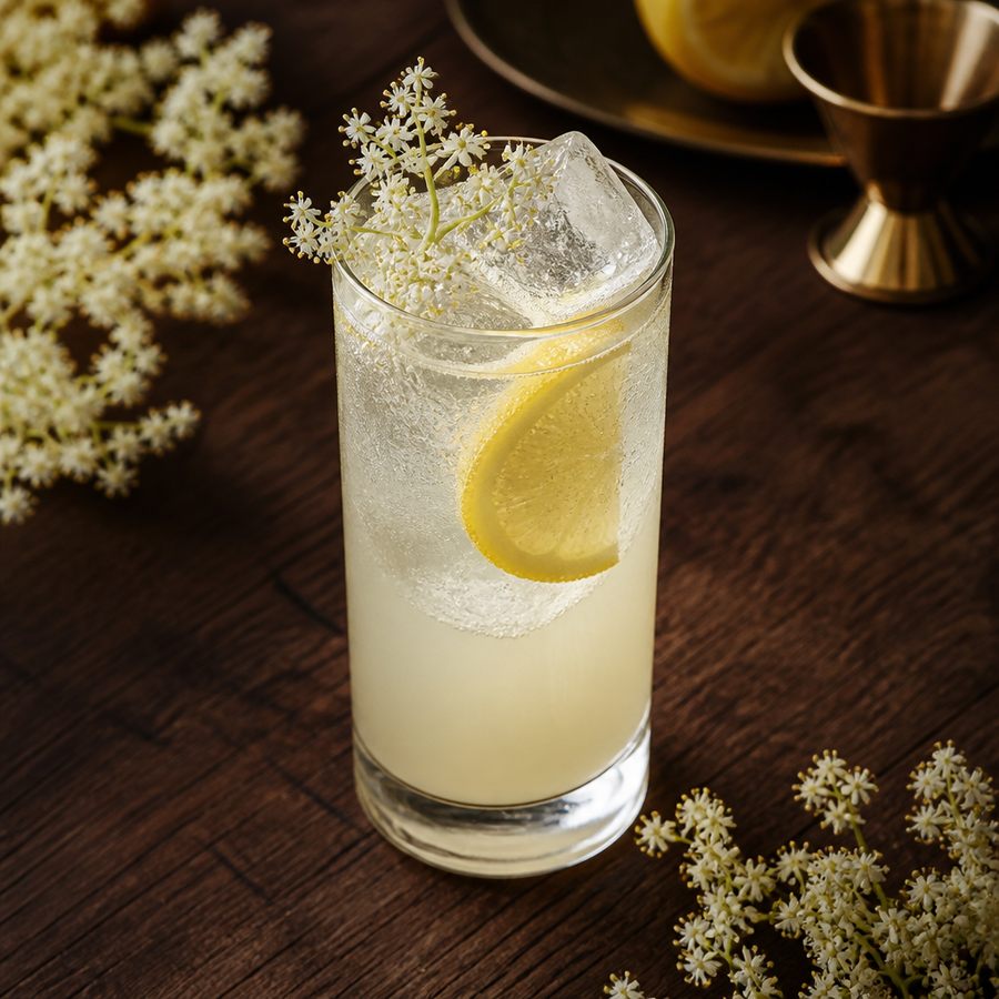 Elderflower Collins cocktail opskrift