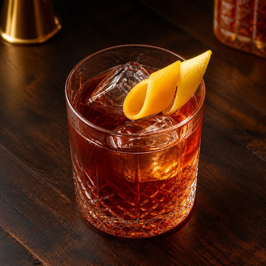 St Hubertus Old Fashioned kokteilio receptas