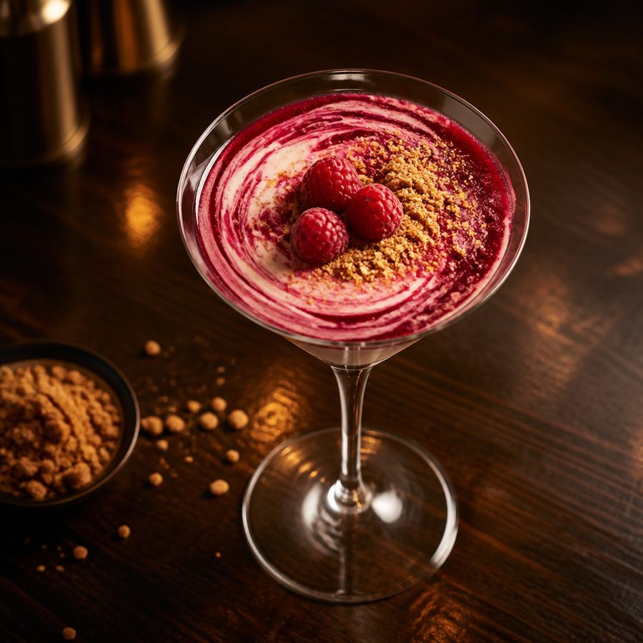 Recept na koktejl Upside-Down Raspberry Cheesecake
