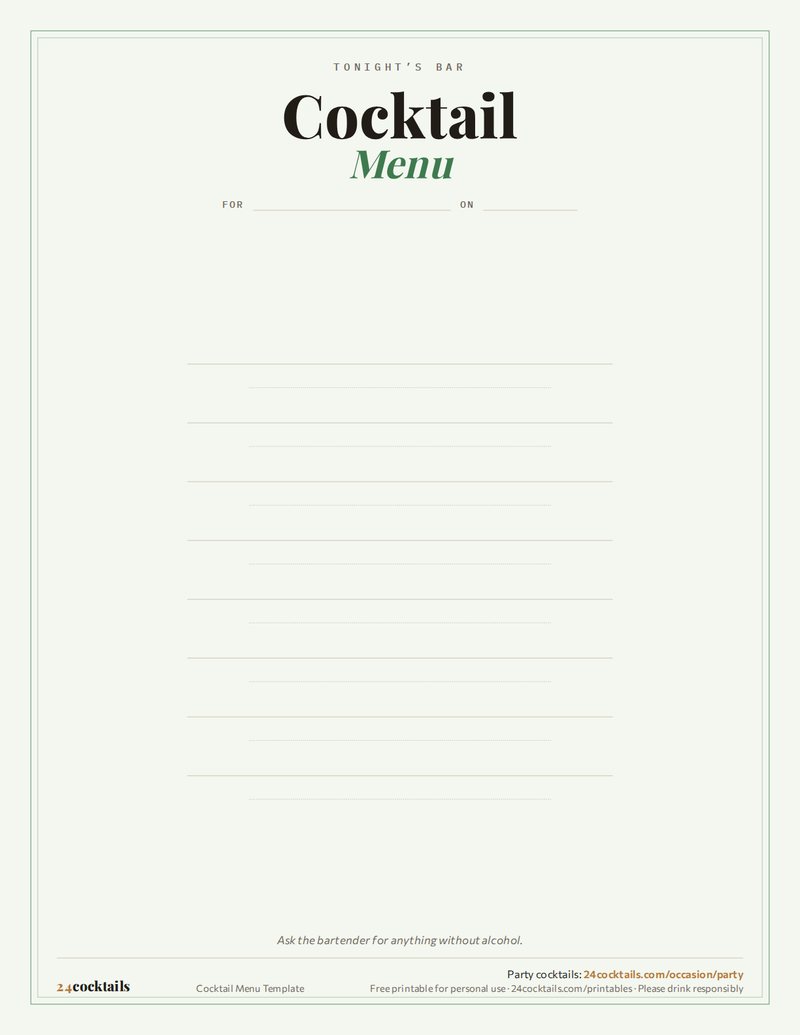 Cocktail Menu Template