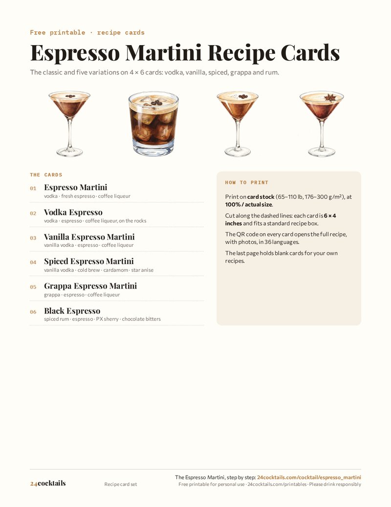 Espresso Martini Recipe Cards