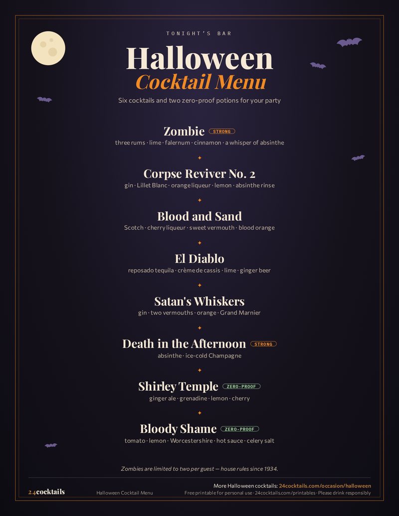Halloween Cocktail Menu