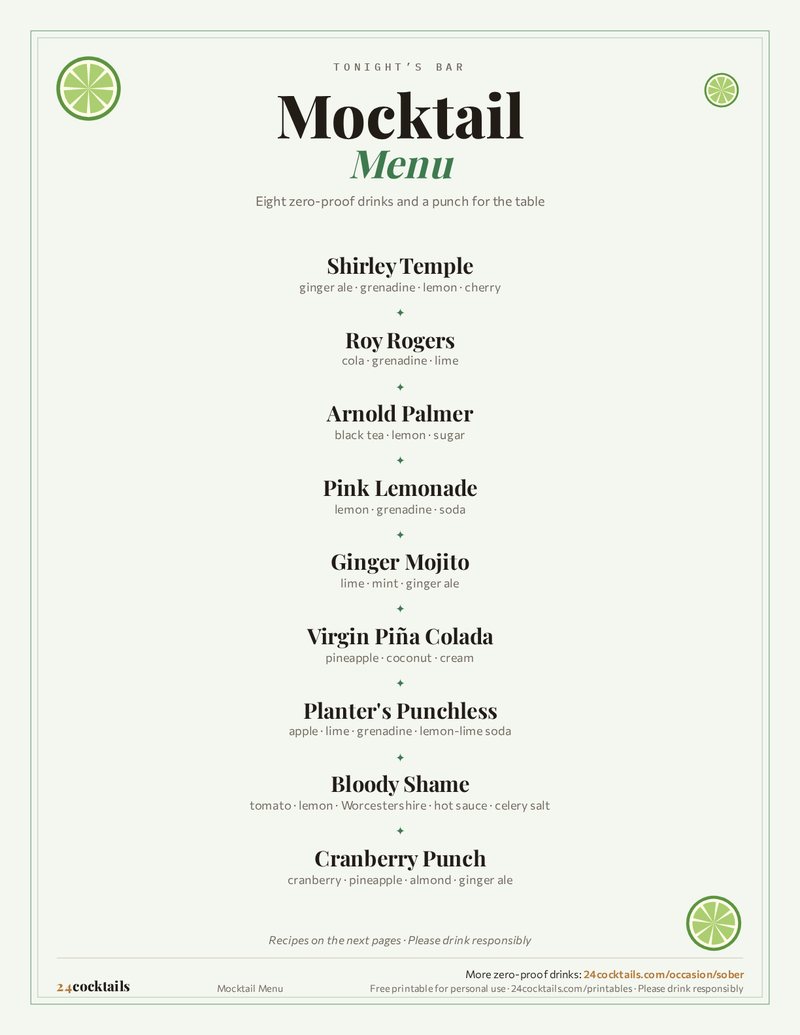 Mocktail Menu